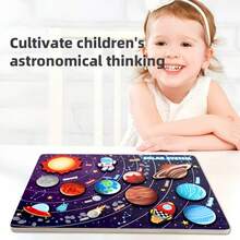 New Wooden Solar System Puzzle Board, Educational Toy For Toddlers