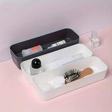 1/3/5/8pcs Japanese Minimalist Rectangular Drawer Divider Storage Boxes, Plastic Office Desk Makeup Organizer Boxes For Home, Kitchen, Bathroom, Desk Organization - Multicolor - View 6