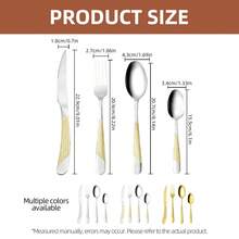 24pcs Stainless Steel Starry Dinnerware Set, Elegant Hammered Design, Stainless Steel, Dishwasher , Suitable For Family Gatherings, Festivals, Weddings Or As A Thoughtful Gift - - - View 5