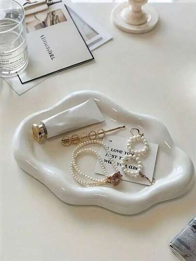 1pc Modern Jewelry Organizer - Elegant Necklace, Bracelet And Earring Display Stand - Sturdy ABS Resin Tray - Great Gift For Men & Women - Suitable For Christmas, Birthday, Wedding, Valentine's Day - Can Be Used To Decorate Vanity, Office Desk And Parties - Jewelry Storage Tray