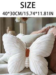 1pc White Butterfly Decorative Throw Pillow, Romantic Atmosphere Cushion, Girly Dorm Bedding, Suitable For Dorm, Living Room Sofa, Bedroom - White - View 2