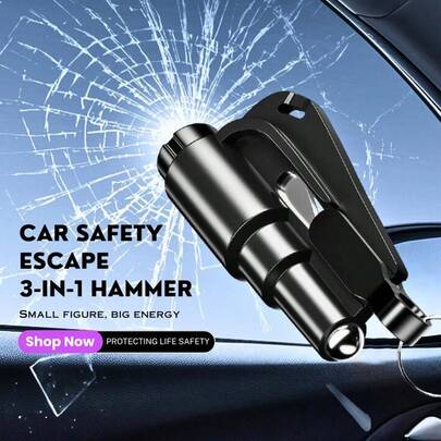 1pcs NEW 3-In-1 Car Safety Hammer, Window Breaker & Seat Belt Cutter &Whistle, Emergency Rescue Tool For Vehicle Accessories