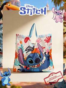 Disney 1 Pc Officially Licensed Stitch Pattern Shopping Bag High-Capacity Foldable Tote Bag Drawstring Shoulder Bag Lightweight Big Bag Official Licensed - Verifiable For Lady/Girls/Women Perfect For Daily/Shopping/Going Out - Multicolor - View 1