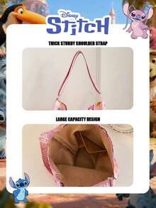 Disney 1 Pc Officially Licensed Lilo & Stitch Angel Printed Pink Storage Bag Lightweight Tote Bag, Cute Cartoon Shoulder Bag For Daily Use,For Women/Girls/Students, For Daily/Outing/Shopping/Valentine's Day Laundry Bag Laundry Storage Garment Bag Waterproof Bag Storage Bags Clothes Organizer Clothes Storage Clothes Bag Storage For Clothes Travel Essentials Travel Organizer - Pink - View 12