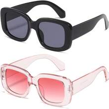 1pcNew 2026kimorn Rectangular Sunglasses For Men And Women Fashion Retro Fashion Sunglasses 90s Retro UV 400 Protective Square Frame K1200 - Black Frame Grey Lens+ Frame Grey Lens - View 36