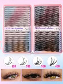 800支/包大容量D型卷翘睫毛夹，大容量睫毛册，10D+20D+30D+40D+50D+60D+80D/50D+60D+80D+100D睫毛嫁接套装，自然眼妆，10-16支混合防水仿貂毛假睫毛，3D单根假睫毛套装，方便携带可重复使用，适合日常出行、度假、日常妆容、角色扮演、全妆及日常佩戴，睫毛簇，单根假睫毛，假睫毛 - D - 查看 3