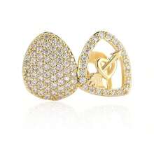 Valentine's Day 1 PC Retro Hip-Hop Arrow Piercing Hollow Out Diamond Inlaid Copper And Zirconium Tooth Set Decoration Halloween Funny Heart Full Of Diamond Dentures - Multicolor - View 9