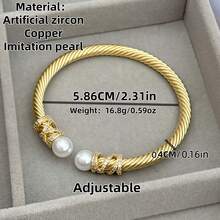 1 件时尚双色金银不锈钢手镯，可调节中性设计，适合男士和女士，朋克哥特风格，是节日和珠宝的最佳礼物 - 金銀雙色 - 查看 10