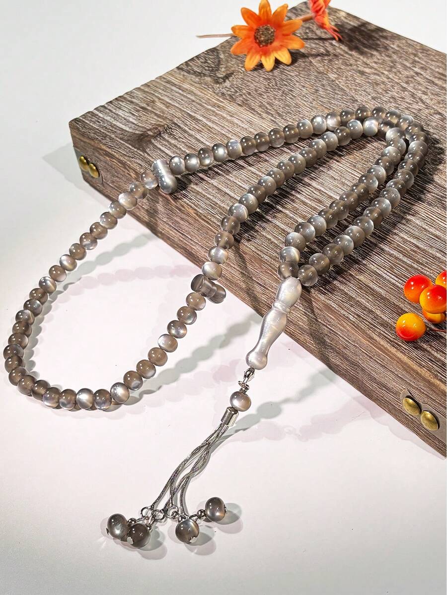 99pcs Muslim Resin Shiny 4-Tassel Prayer Beads, Islamic Religious Portable Rosary Accessory - Multicolor - View 1
