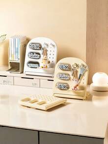 1pc Pegboard Storage Box, Student Desk Stationery & Miscellaneous Organizer, Vanity Makeup Brush & Lipstick Holder - Multicolor - View 13