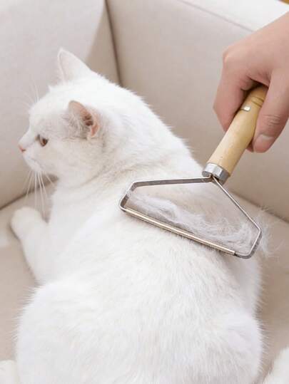 1pc Portable Manual Pet Hair Remover - Double-Sided Fabric Shaver, Pet Hair | Durable Wooden Handle | Suitable For Sofa, Bedroom, Living Room, Car And Clothing | No Battery Required, Ultimate Pet Hair Removal Tool - Multi-Fabric And Garment, Carpet Hair Scraper, Deep Cleaning Hair Removal For Sofa, Carpet, Pet Towers And Furniture Cat Dog