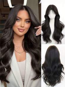 26英寸合成纤维假发 - 长款自然玫瑰网帽红色卷发假发，中分，耐热，适合女性，优雅风格，耐热假发，派对假发，质地柔软假发 - 彩色 - 查看 11