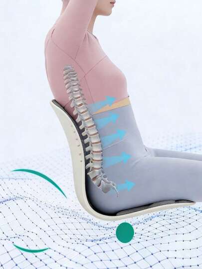 Almofada Ergonômica de Apoio Lombar, Adequada para Uso Doméstico, Escritório e Exterior, Alivia Dores nas Costas Causadas por Sentar Prolongado