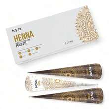 Tayzz 100% Natural Henna Paste Hair Dye Cones Reddish Brown Color Great For Spot Hair Coloring, Long-Lasting And Cruelty-Free (Reddish Brown, 3 Pack) - 白色 - 查看 1