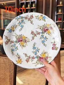 6/8/10 Inches Autumn Floral Ceramic Plates, Dessert Plates, Dinner Plates, Home Serving Plates, Fruit Plates, Snack Plates, Nut Plates, Appetizer Plates, Party Supplies, Hotel Tableware, Elegant Gifts - Multicolor - View 14