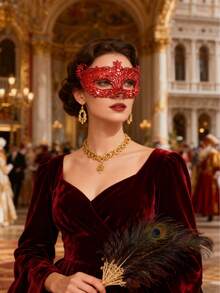 12 PCS / 6 PCS Elegant Venetian Makeup Dance Party Masks, Featuring Pastel-Colored Sequined Half-Face Masks, Suitable For Performers, Role-Playing, Halloween, Carnival Party Decorations, And Festive Costume Props. - Multicolor - View 9