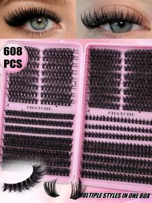544/608 Mixed Density False Eyelash Clusters, Density Ranging From 10D To 100D, Various Mixed Styles For DIY, D-Curl Curling, Single Lash Length 10-18mm, Ultra-Lightweight & Durable 3D Dense Segmented False Eyelash Clusters, Fluffy Lash Extension, DIY Segmented Lash Tool Kit Includes Tweezers, Lash Glue And Lash Brush. 2026 Special Edition, Create Natural Makeup - Multicolor - View 16