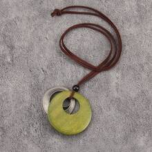 1 chiếc vòng cổ mặt dây chuyền hợp kim xoắn ốc đính hạt tối giản thời trang, dây chuyền dài đa năng, quà tặng trang sức, quà tặng dự tiệc, quà tặng cho mẹ, bạn gái/bạn trai, bạn học. - Hợp kim ren có thương hiệu màu xanh lá cây - Xem 5