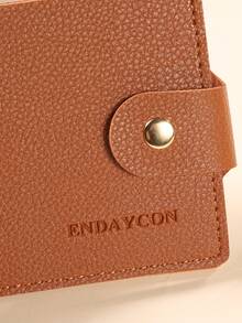 Women's Short Wallet, Multifunctional Minimalist Thin Snap Fold Coin Purse, Mini Compact - Brown - View 3