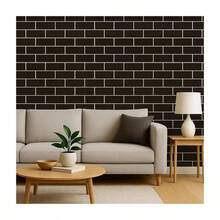 1 Roll Glossy Black Removable Vinyl Contact Paper, Easy To Install For Bedroom, Kitchen, Living Room, Dorm, Backsplash, Cabinet, Desk, Home Decor DIY Wall Sticker, 45CM*100CM/300CM/500CM - Black - View 10