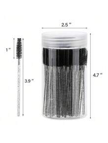 100pcs/Set Disposable Mascara Wands, Crystal Eyebrow Brushes, Black Mascara Brushes With Storage Box, Eyebrow Brushes, Eyeshadow Brushes, Spiral Brushes - Black - View 5