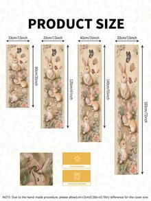 1pc Easter Egg & Floral Pattern Table Runner, Easter Bunny & Egg Table Cloth, Linen Material, Available In Multiple Sizes, Suitable For Home Dining, Kitchen Decor, Home Decor, Outdoor Party And Restaurant Decoration, Textured Linen Appearance - Multicolor - View 4