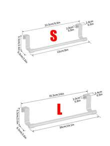 1个橱柜门毛巾架，收纳整理架，壁挂式置物架，厨房用具/厨房配件/厨房工具/厨房用品/浴室配件，厨房/浴室/现代家居装饰，无需钻孔，节省空间，门钩式设计，安装简便，适用于厨房/浴室/橱柜，可悬挂毛巾和抹布 - 彩色 - 查看 3