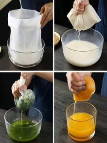 Strainer Filter, Fabric Filter Bag, Modern White Multi-Functional Kitchen Mesh Bag, Reusable Fine Mesh Nylon Filter Bag For Brewing, Nuts, Soy Milk, Milk - Easy To Filter And Strain Kitchen Tool, Reusable Fine Mesh Nylon Filter Bag For Brewing And Nut Milk, Random Color And Style - Multicolor - View 7