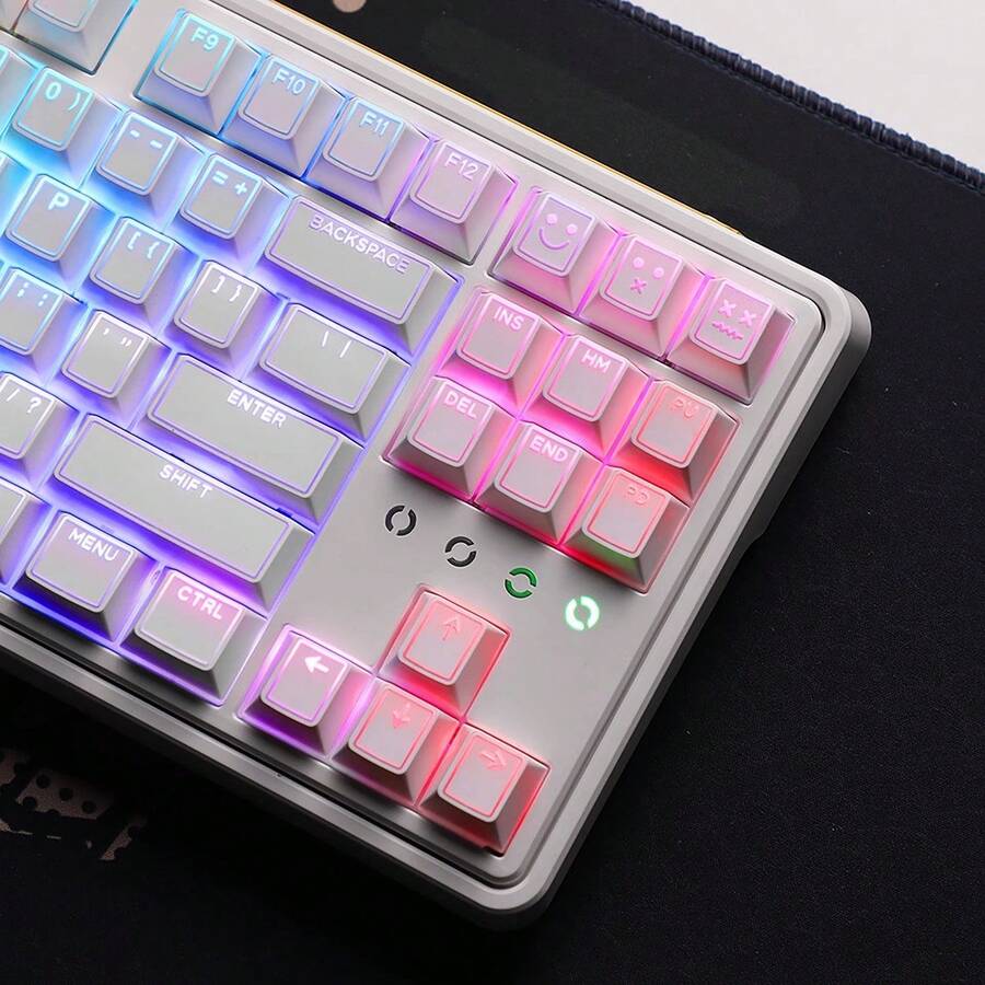 PBT材质多面切割半透明键帽，激光蚀刻线条，兼容磁轴机械开关 - 白色 - 查看 1