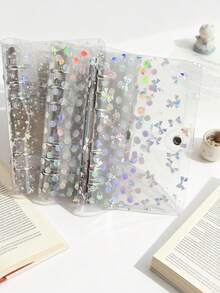 A6 Transparent Color-Changing Butterfly Polka Dot Binder, Transparent Soft Cover Binder Set, Replaceable Album Binder Refill, Replaceable Inner Pages, High-Quality PP Material, Transparent PET Sticker Board, Binder Back Paper, Suitable For Storing Beautiful Photos, Sticker Books, Stamp Books - Multicolor - View 9