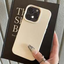 Luxuriöse matte weiche Leder Candy Handyhülle für iPhone 17 16 15 14 Plus 13 12 11 Pro Max Schutz stoßfeste Silikonhülle - Weiss - Übersicht 4