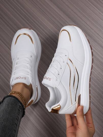 2026 New Versatile Lightweight Leather Platform Shoes For Plus Size Women, Women's White Wedge Heel Casual Shoes, Women's Round Toe Lace-Up Sneakers, Women's Platform Sneakers, Women's Stylish White Athletic Shoes, Women's Road Running Shoes, Women's Thick-Sole Shoes, Women's Lace-Up Simple Couple Travel Shoes Fashionable Ins, Women's Thick-Sole Sneakers, Women's Thick-Sole Wedge Sneakers, Women's Thick-Sole Travel Shoes, Women's Shoes, Women's Casual Preppy College Style