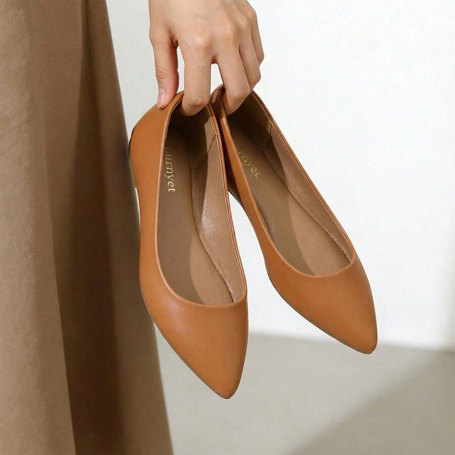lunryet Women's Chunky Closed Toe Low Block Heels Work Pumps Comfortable Dress Wedding Shoes For Party Office EPIC-1 - 駝色 - 查看 1