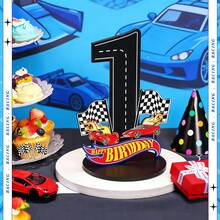 1pc Wooden Race Car Number Plate (1-9), Racing Theme, Suitable For Birthday Party, Holiday Decoration, Desktop Decor, Photo Prop, Ideal Accessory For Party Scene, Centerpiece, 2026 Graduation Ceremony - Multicolor - View 5