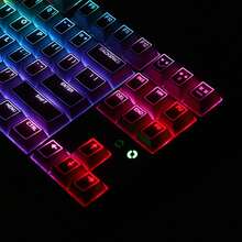 PBT Faceted Keycaps With Translucent Design, Laser-Etched Line Backlit Keycaps Compatible With Magnetic Axis Mechanical Switches - Black - View 2