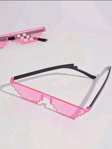 像素风马赛克时尚眼镜，彩色方格时尚眼镜，一体式单排设计，别致像素网格时尚眼镜，派对装饰，街头风配饰，摄影道具，生日/圣诞节/复活节/新年/情人节礼物 - 彩色 - 查看 9