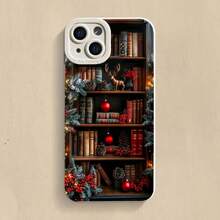 Herbst Ahornblatt Weihnachtselch Muster Handyhülle für iPhone 17 16 15 Pro Max 14 13 12 11 17Air 16E XS X XR 7 8 Plus Weiche Hülle - Schwarz - Übersicht 3