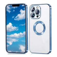 1 片装奢华电镀镂空透明镜头膜全覆盖防摔硅胶软壳，带精准开孔 CD 图案，适用于 16 Pro/16 Pro Max/16 Plus/16/15 Pro/15 Pro Max/15 Plus/15/14 Pro/14 Pro Max/14 Plus/14/13 Pro/13 Pro Max/13/12 Pro/12 Pro Max/12/11 Pro Max/11/11 Pro - 藍色 - 查看 3