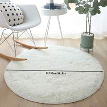 1pc Round Plush Soft Fluffy Rug - Modern Minimalist Polyester Indoor Carpet, Woven Knitted Rug, Suitable For Living Room, Bedroom, Game Room, Dorm, Sofa, Teen Room Decor, Study And Entertainment Area - Easy To Clean, Creates Cozy Ambiance - Beige - View 35