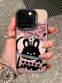 1个彩色银色兔子爱心卡通防摔全包手机壳，适用于 11/12/13/14/15/16/17/Pro Max - 粉色 - 查看 1