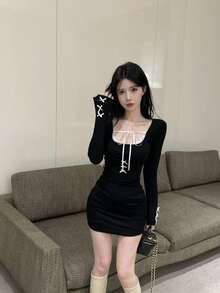 Women Short Dresses - Black - View 10