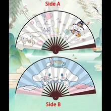 Sanrio 1pc Cute Cartoon Non-Woven Fabric Handheld Foldable Fan, Summer Essential Cooling Collectible, 2 Different Styles (Including Hello Kitty, Kuromi, Ginger Dog, Melody Etc., Some Styles Shipped Randomly), Party Favor - Multicolor - View 5