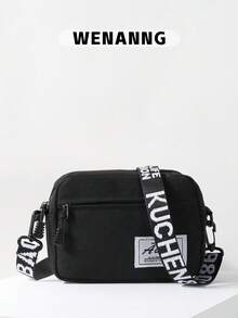 Mini Letter Strap Square Bag, Shoulder Bag For School - Black - View 1
