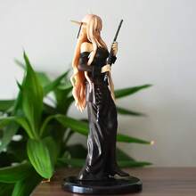 动漫妖精少女手办 - 长发，手持笛子，黑色连衣裙造型，PVC材质，细节精致，非常适合展示 - 彩色 - 查看 4