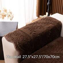 1pc Thick Faux Rabbit Fur Winter Warm Sofa Cover - Elegant Beige With Floral & Leaf Patterns, Pet-Friendly, Non-Slip, Machine Washable Couch Protector For 1 To 4-Seater Sofas - Ideal For Living Room, Bedroom, Office Decor, Sofa Covers For Living Room - Brown - View 2