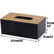木质纸巾盒套装，带木盖和塑料纸巾盒，适用于家庭、餐厅、办公室、酒店房间（黑色/白色） - 彩色 - 查看 6