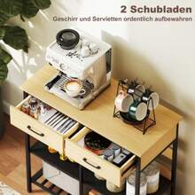 Sideboard, Chest Of Drawers With 2 Drawers, 3 Open Shelves, Kitchen Furniture For Kitchen, Living Room, 90 X 40 X 91 Cm, Natural Wood - Wood Color - View 7