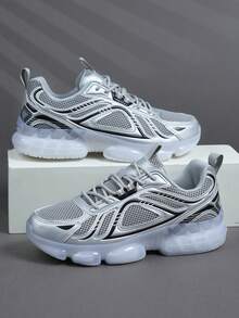 Zapatillas deportivas de hombre de caña baja, zapatos casuales para correr, caminar y uso diario, calzado deportivo de moda, tenis y ropa urbana - Gris - Ver 4
