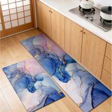 1 Peça Tapete Antiderrapante com Estampa de Mármore em Aquarela - Design Abstrato Vibrante, Capacho de PVC Lavável em Máquina, Adequado para Entrada, Sala de Estar, Quarto, Cozinha e Banheiro - Disponível em Vários Tamanhos, Tapete de Banheiro - Multicolorido - Visão 4