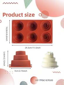 6-Cavity Mini 3-Tier Silicone Cake Mold, Multi-Layer Cupcake Muffin Mousse Mold, DIY Round Cupcake, Cake, Pudding, Cookie, Chocolate, Jelly, Muffin Baking Mold, Non-Stick Bakeware - Multicolor - View 4